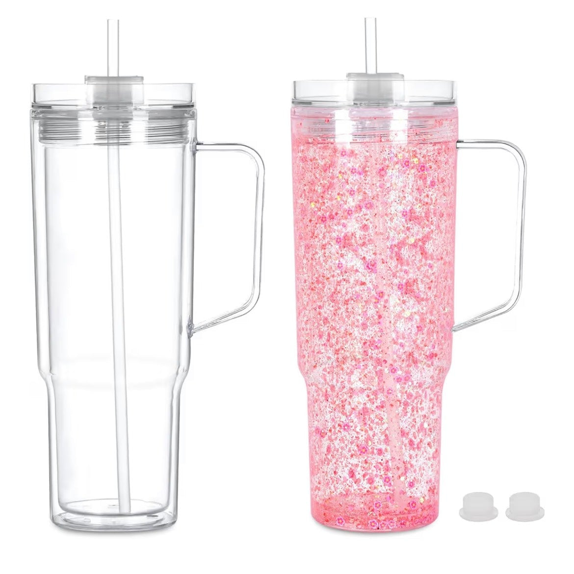 40oz Acrylic Snow globe tumbler with handle